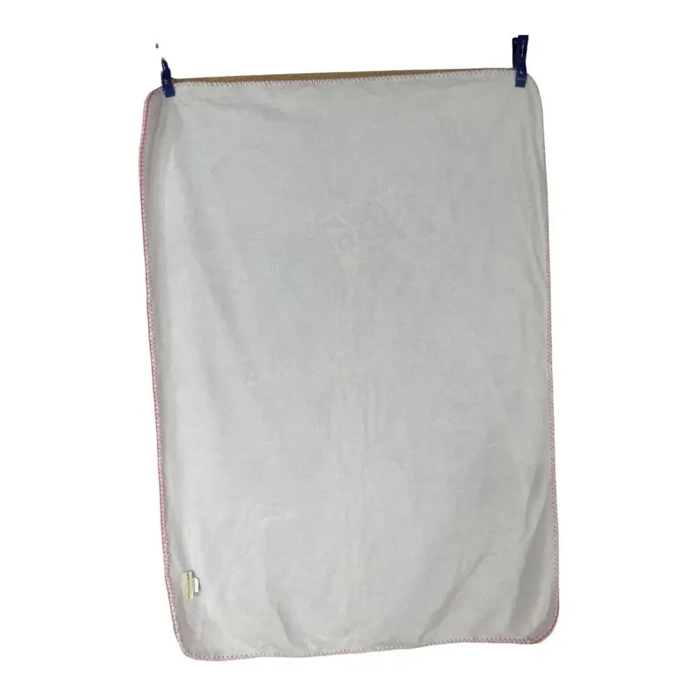 Pottery Barn Kids Pink White Baby Blanket Whipstitch Edge Soft